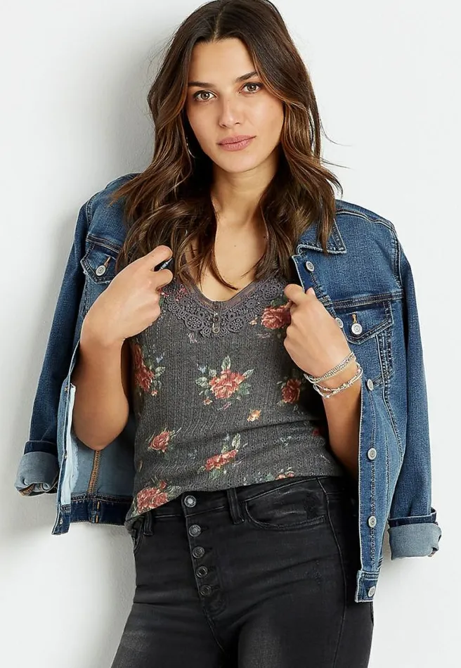 Dark Wash Basic Denim Jacket Women Maurices Tops