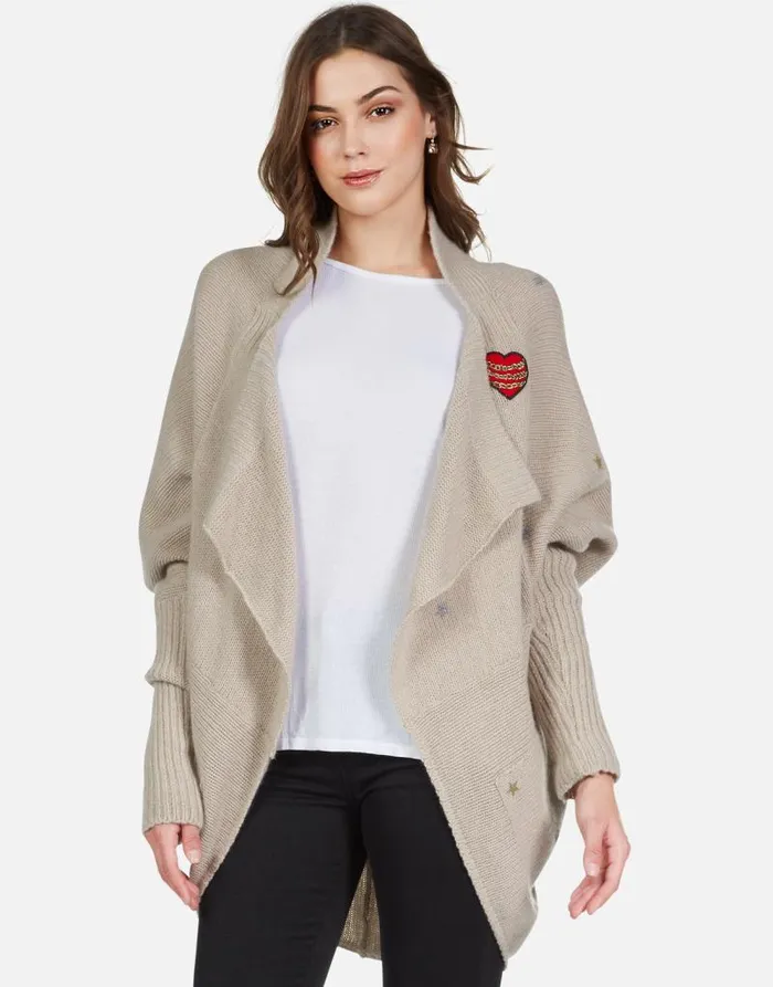 Daya Chain Heart Stars Oatmeal Women Lauren Moshi Sweaters and Knits