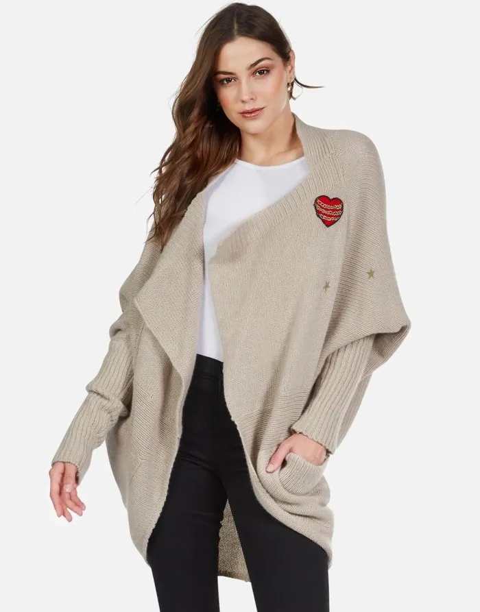 Daya Chain Heart Stars Oatmeal Women Lauren Moshi Sweaters and Knits