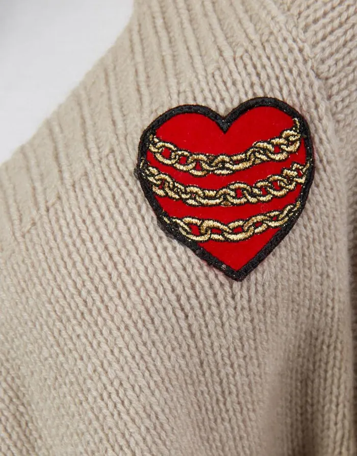 Daya Chain Heart Stars Oatmeal Women Lauren Moshi Sweaters and Knits