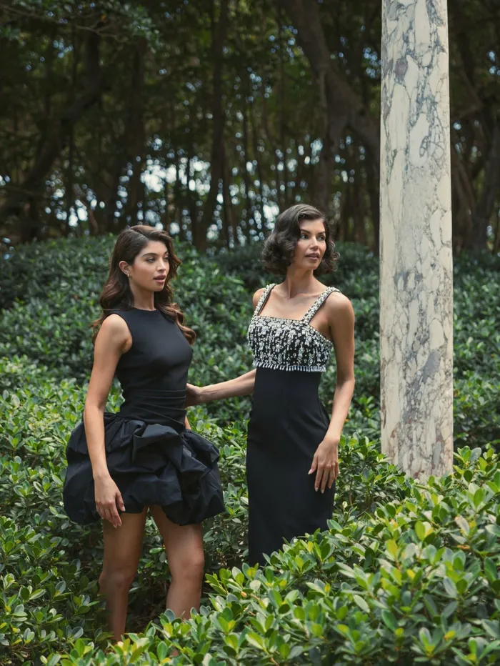 Daytime Dresses Mac Duggal Women Sleeveless Crepe Bubble Skirt Mini Dress Black