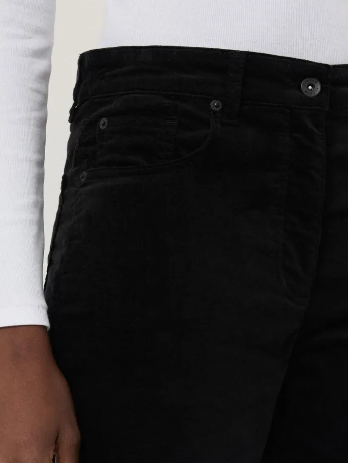 Delmont Velvet Tapered Jean Black Women Jigsaw Party