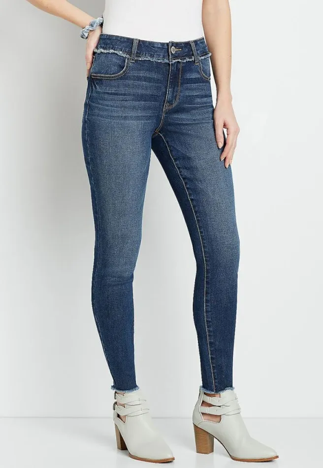 Denimflex High Rise Dark Fray Waist Jegging Women Maurices Jeans