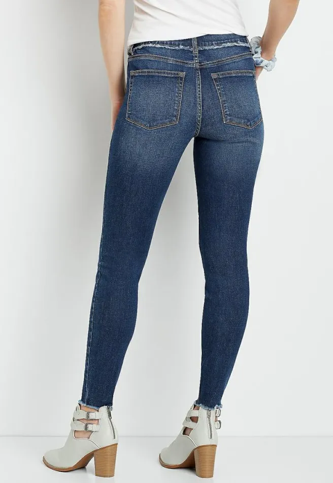 Denimflex High Rise Dark Fray Waist Jegging Women Maurices Jeans