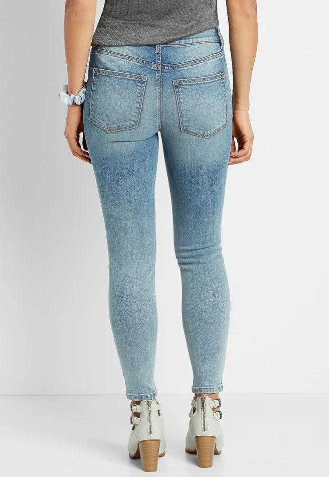 Denimflex High Rise Medium Backed Destructed Hem Jegging Women Maurices Jeans