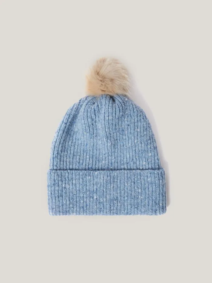 Donegal Pom Hat Blue Women Jigsaw Knitwear and Cashmere