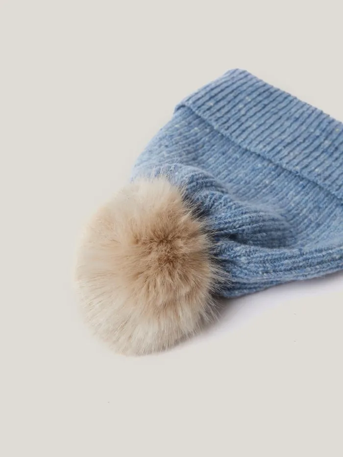 Donegal Pom Hat Blue Women Jigsaw Knitwear and Cashmere