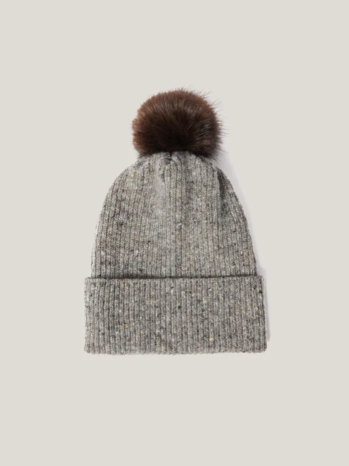 Donegal Pom Hat Grey Women Jigsaw Knitwear and Cashmere