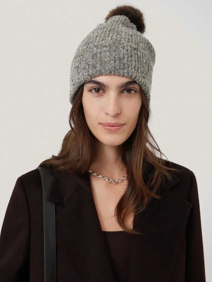 Donegal Pom Hat Grey Women Jigsaw Knitwear and Cashmere