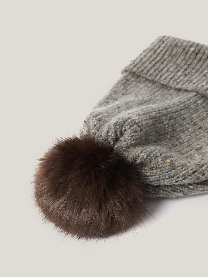 Donegal Pom Hat Grey Women Jigsaw Knitwear and Cashmere