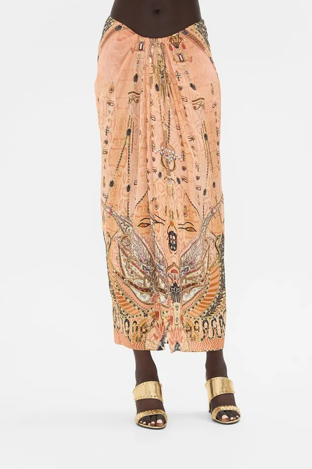 DRAPE FRONT SKIRT WITH SPLIT KINGDOM OF HEIROGLYPHS Kingdom Of Heiroglyphs Womens Camilla Skirts