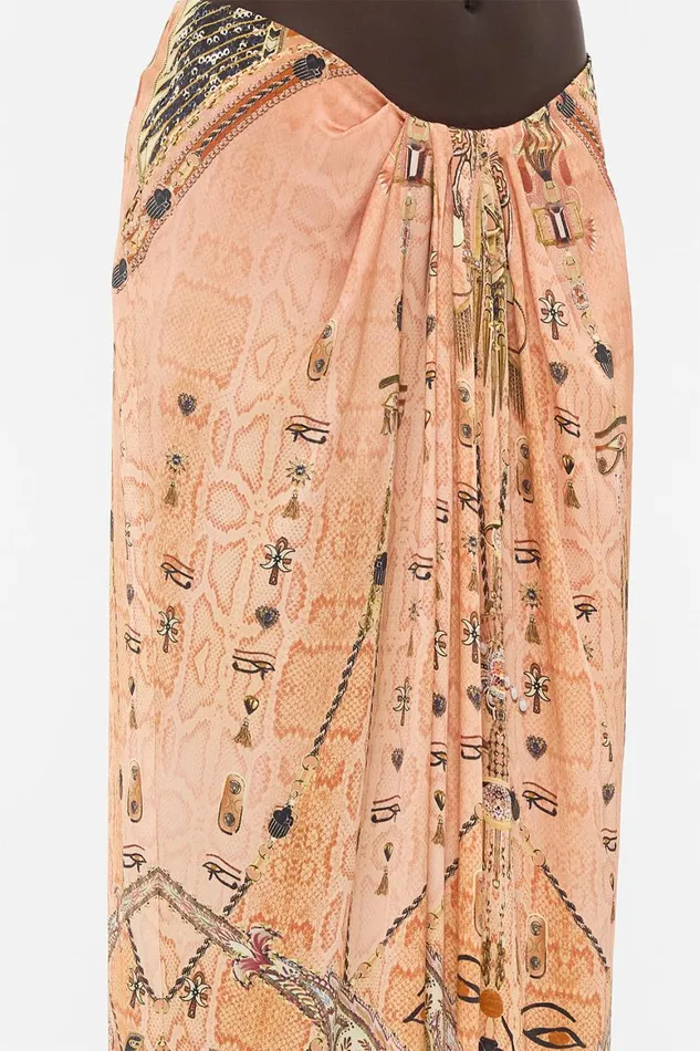 DRAPE FRONT SKIRT WITH SPLIT KINGDOM OF HEIROGLYPHS Kingdom Of Heiroglyphs Womens Camilla Skirts
