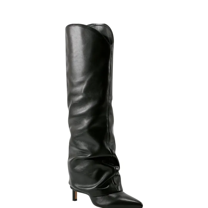 Dress Boots Marc Fisher Women Nairine Foldover Dress Boot Black Leather