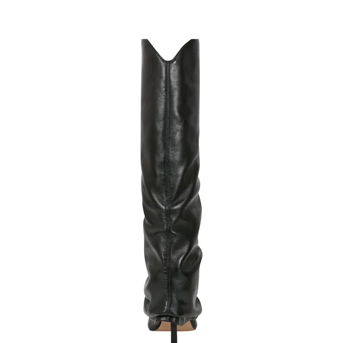 Dress Boots Marc Fisher Women Nairine Foldover Dress Boot Black Leather