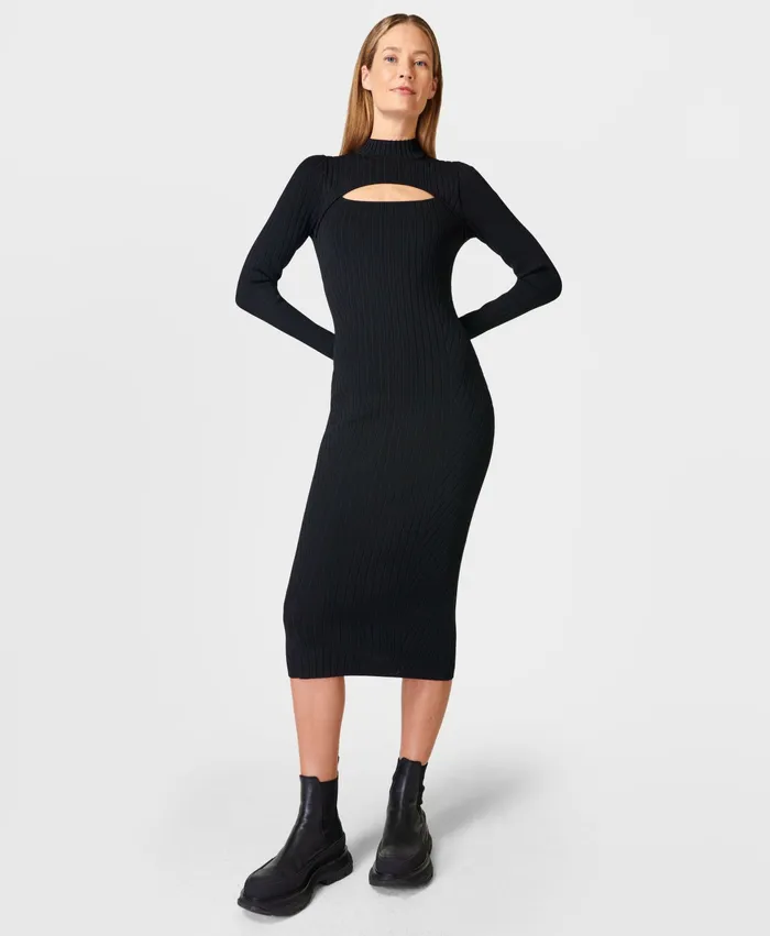 Dresses and Jumpsuits Sweaty Betty Women Cutaway Knitted Dress Black