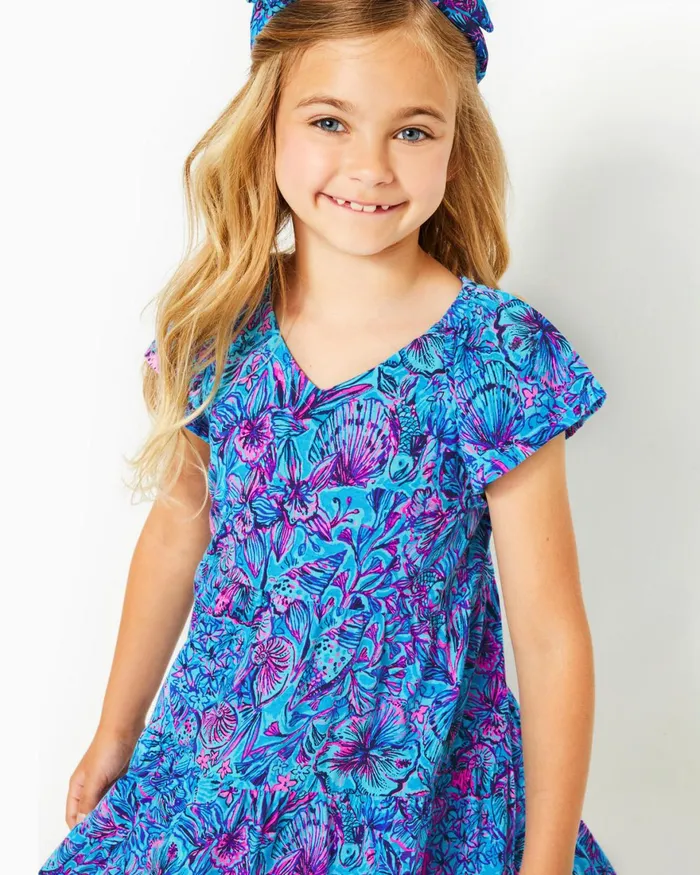 Dresses and Rompers Girls Lilly Pulitzer Girls Mini Kawai Tiered Dress Breakwater Blue Shells N Bells Dresses and Rompers Girls Lilly Pulitzer Girls Mini Kawai Tiered Dress Breakwater Blue Shells N Bells