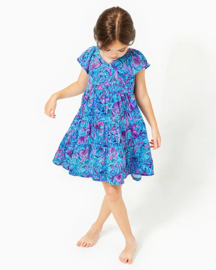 Dresses and Rompers Girls Lilly Pulitzer Girls Mini Kawai Tiered Dress Breakwater Blue Shells N Bells Dresses and Rompers Girls Lilly Pulitzer Girls Mini Kawai Tiered Dress Breakwater Blue Shells N Bells