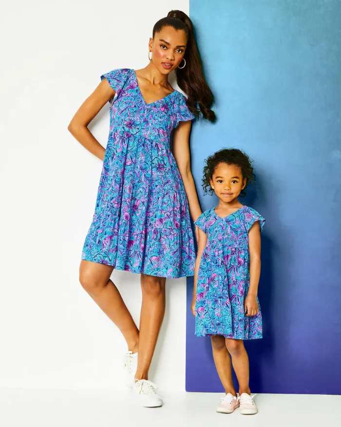 Dresses and Rompers Girls Lilly Pulitzer Girls Mini Kawai Tiered Dress Breakwater Blue Shells N Bells Dresses and Rompers Girls Lilly Pulitzer Girls Mini Kawai Tiered Dress Breakwater Blue Shells N Bells