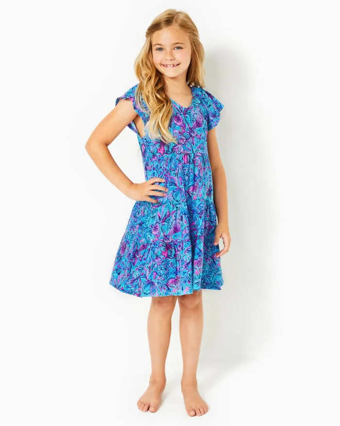 Dresses and Rompers Girls Lilly Pulitzer Girls Mini Kawai Tiered Dress Breakwater Blue Shells N Bells Dresses and Rompers Girls Lilly Pulitzer Girls Mini Kawai Tiered Dress Breakwater Blue Shells N Bells