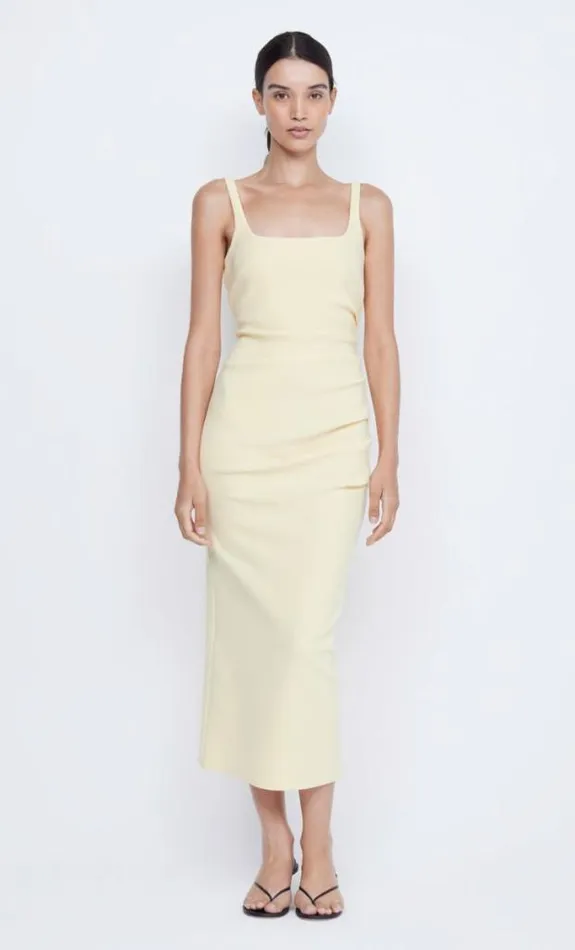 Dresses Bec Bridge Karina Tuck Midi Dress Butter Yellow