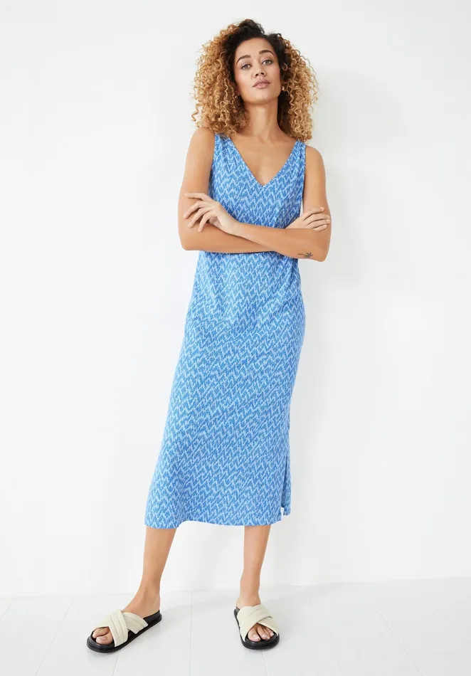 Dresses Women Hush Lara Midi Jersey Dress Zig Zag Blue White