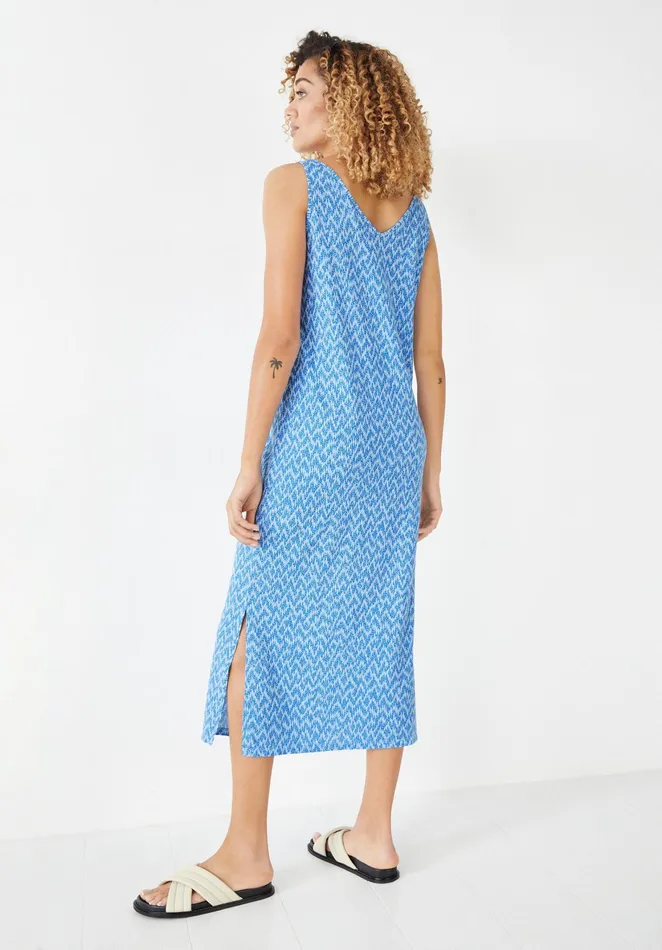 Dresses Women Hush Lara Midi Jersey Dress Zig Zag Blue White