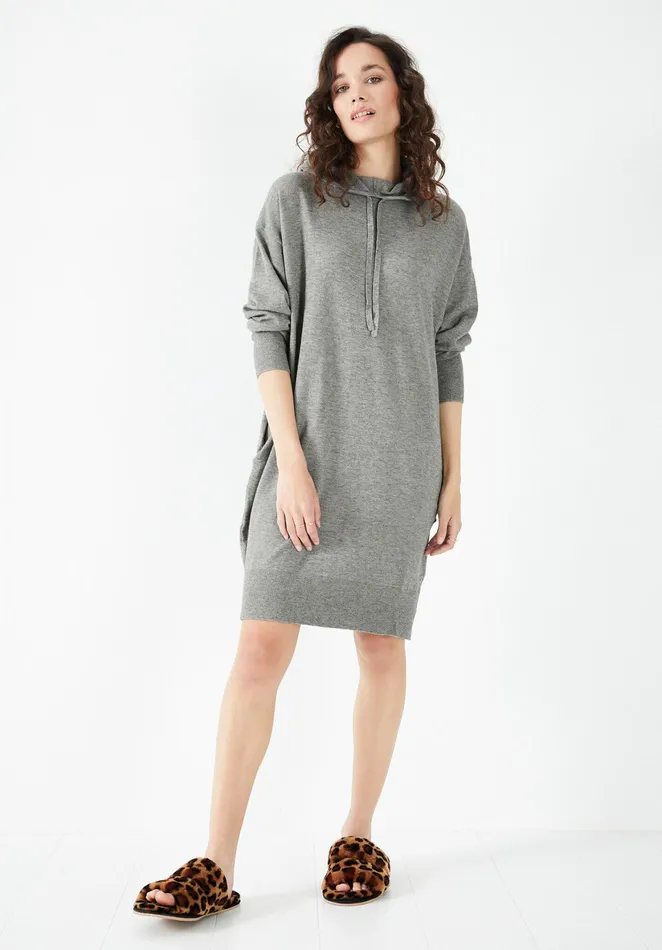 Dresses Women Hush Roscoe Knitted Hooded Dress Mid Grey Marl