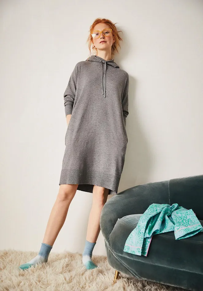 Dresses Women Hush Roscoe Knitted Hooded Dress Mid Grey Marl