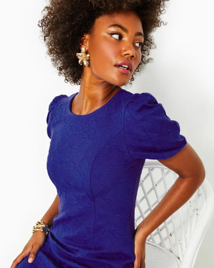 Dresses Women Lilly Pulitzer Emilie Short Sleeve Shift Dress Alba Blue Knit Pucker Jacquard Dresses Women Lilly Pulitzer Emilie Short Sleeve Shift Dress Alba Blue Knit Pucker Jacquard