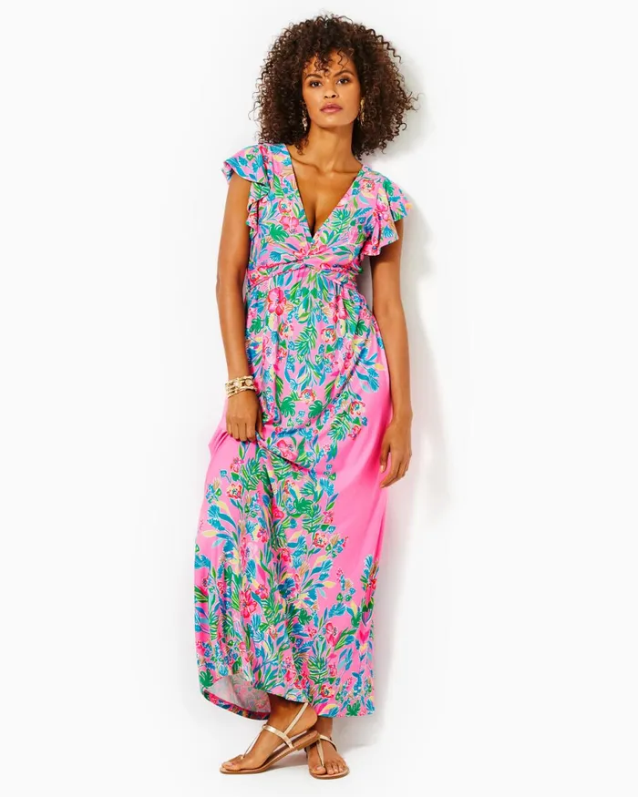 Dresses Women Lilly Pulitzer UPF 50 ChillyLilly Seralina Maxi Dress Frenchie Blue Mosaic Shells Engineered Chillylilly Dresses Women Lilly Pulitzer UPF 50 ChillyLilly Seralina Maxi Dress Frenchie Blue Mosaic Shells Engineered Chillylilly
