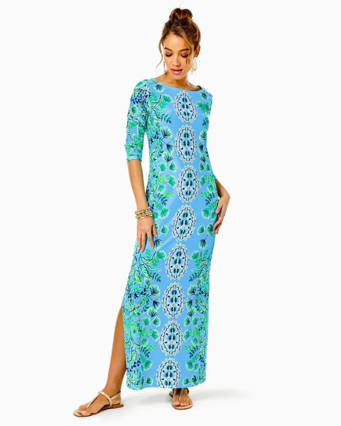 Dresses Women Lilly Pulitzer UPF 50 ChillyLilly Seralina Maxi Dress Frenchie Blue Mosaic Shells Engineered Chillylilly Dresses Women Lilly Pulitzer UPF 50 ChillyLilly Seralina Maxi Dress Frenchie Blue Mosaic Shells Engineered Chillylilly