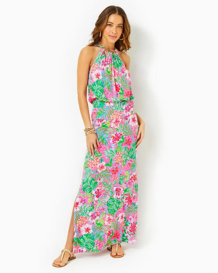 Dresses Women Lilly Pulitzer UPF 50 ChillyLilly Seralina Maxi Dress Frenchie Blue Mosaic Shells Engineered Chillylilly Dresses Women Lilly Pulitzer UPF 50 ChillyLilly Seralina Maxi Dress Frenchie Blue Mosaic Shells Engineered Chillylilly