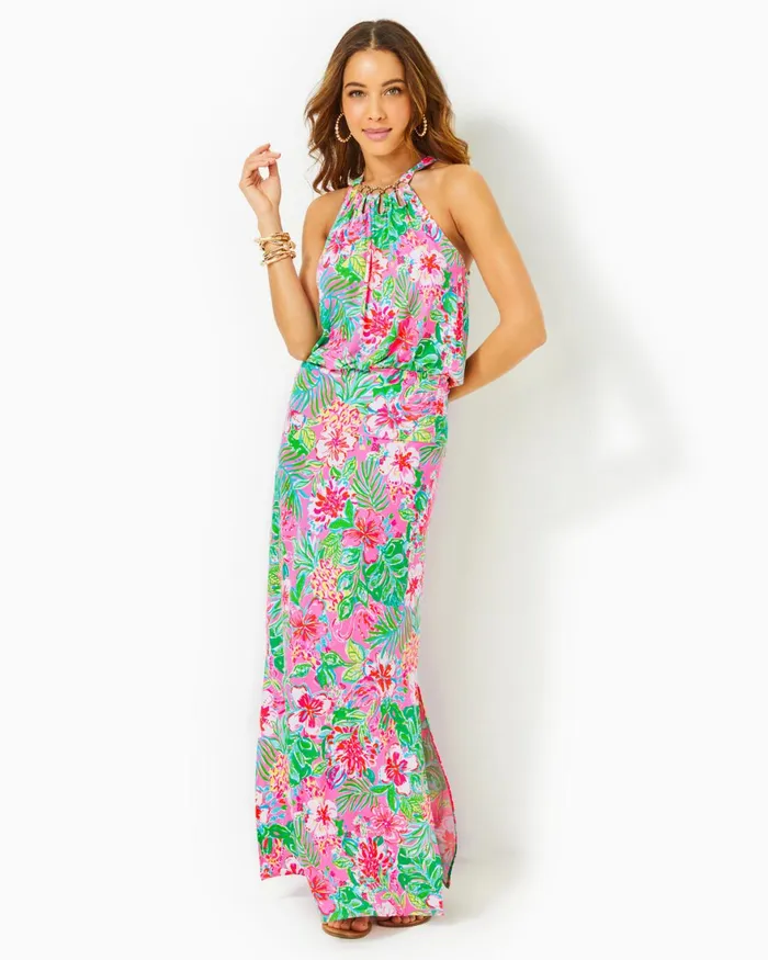 Dresses Women Lilly Pulitzer UPF 50 ChillyLilly Seralina Maxi Dress Frenchie Blue Mosaic Shells Engineered Chillylilly Dresses Women Lilly Pulitzer UPF 50 ChillyLilly Seralina Maxi Dress Frenchie Blue Mosaic Shells Engineered Chillylilly