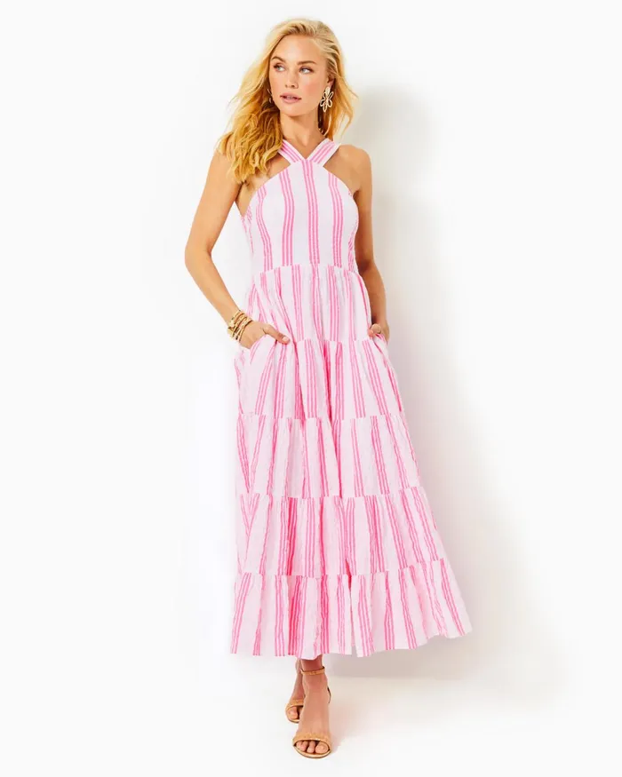 Dresses Women Lilly Pulitzer UPF 50 ChillyLilly Seralina Maxi Dress Frenchie Blue Mosaic Shells Engineered Chillylilly Dresses Women Lilly Pulitzer UPF 50 ChillyLilly Seralina Maxi Dress Frenchie Blue Mosaic Shells Engineered Chillylilly