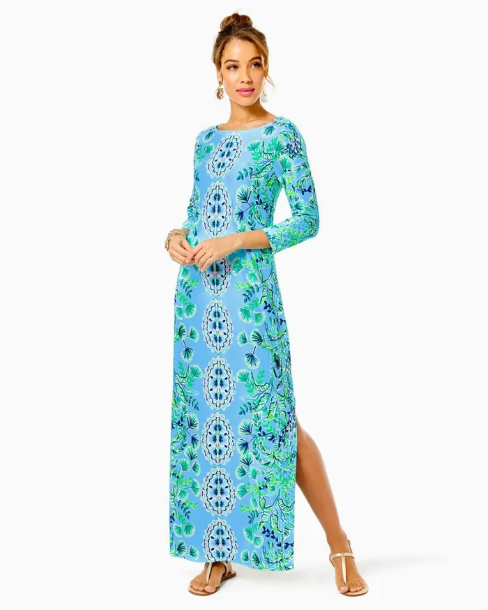 Dresses Women Lilly Pulitzer UPF 50 ChillyLilly Seralina Maxi Dress Frenchie Blue Mosaic Shells Engineered Chillylilly Dresses Women Lilly Pulitzer UPF 50 ChillyLilly Seralina Maxi Dress Frenchie Blue Mosaic Shells Engineered Chillylilly