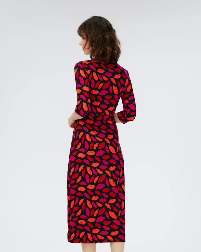 DVF Dresses Women Abigail Silk Jersey Midi Wrap Dress Midnight Kiss Multi DVF Dresses Women Abigail Silk Jersey Midi Wrap Dress Midnight Kiss Multi