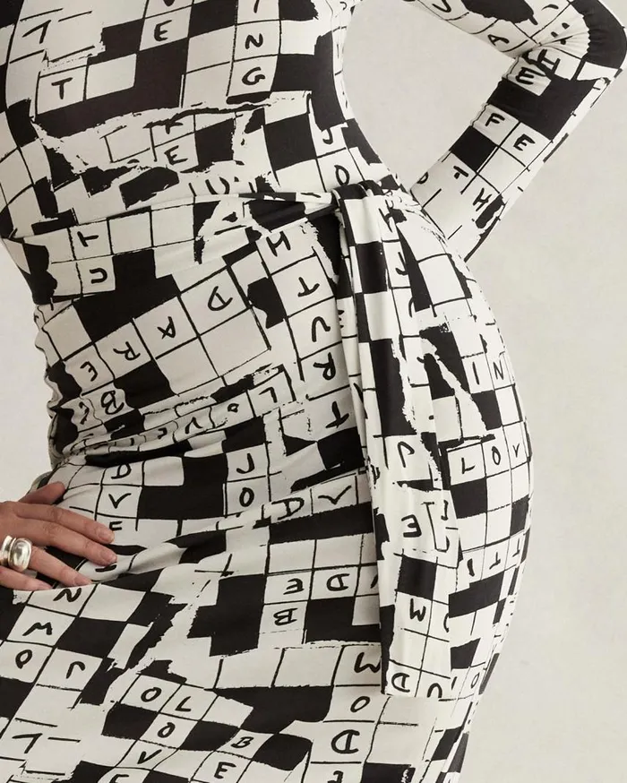 DVF Dresses Women Coco Silk Jersey Dress Dvf 50th Crossword Ivory