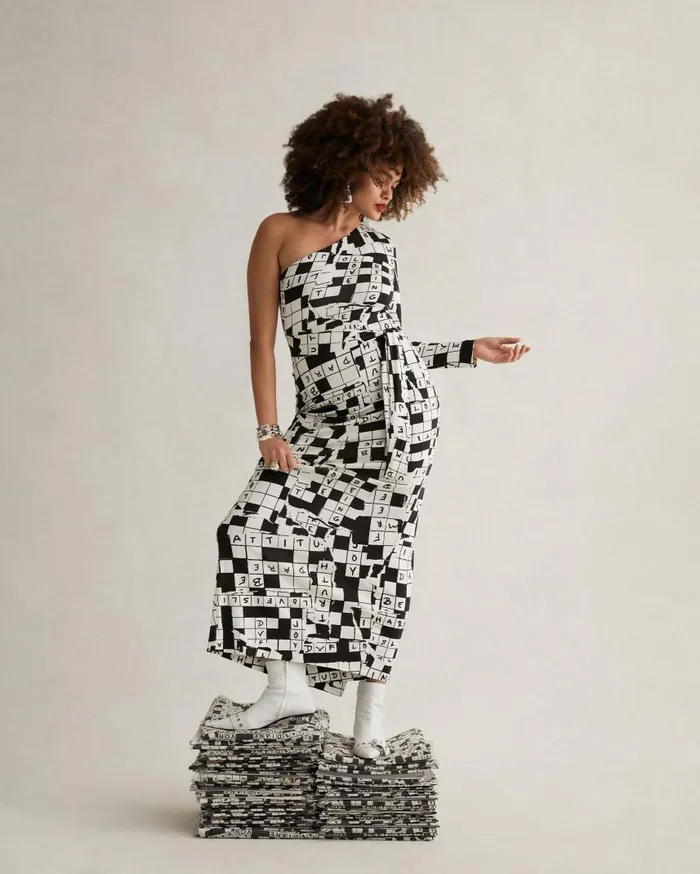 DVF Dresses Women Coco Silk Jersey Dress Dvf 50th Crossword Ivory