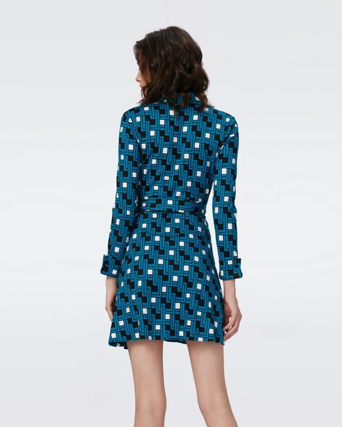 DVF Dresses Women Didi Dress Huge Vinyl Links Dark Teal
