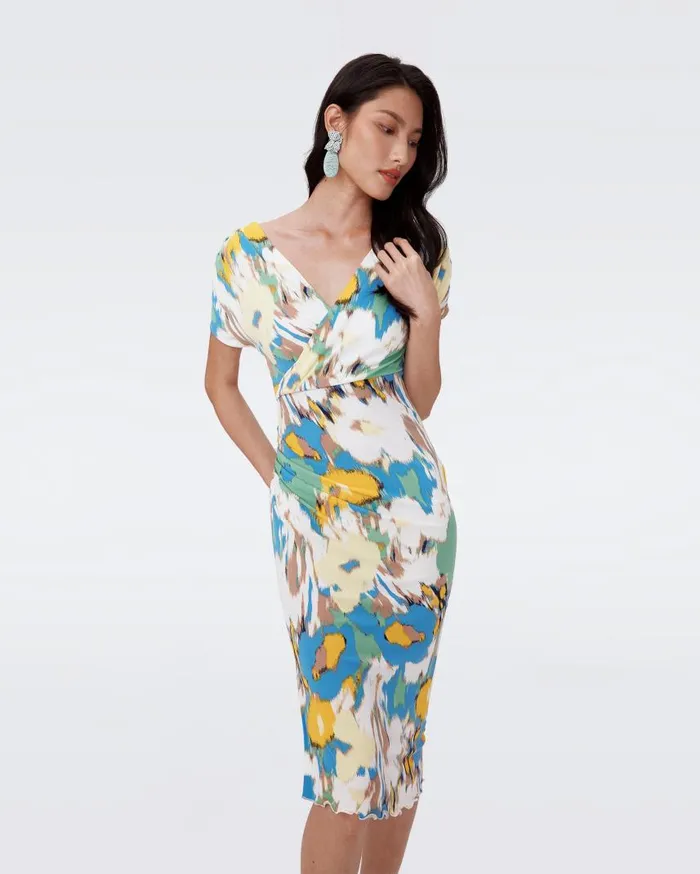DVF Dresses Women Havana Dress Huge Day Dream Floral Blue