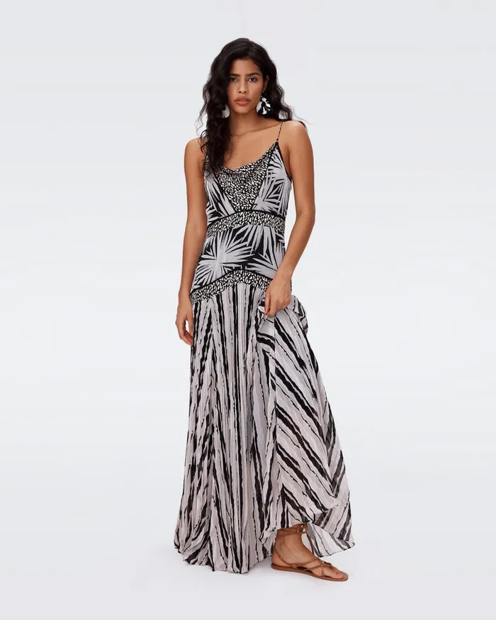 DVF Dresses Women Lissie Dress Huge Sea Holly Black And Torn Flag Black