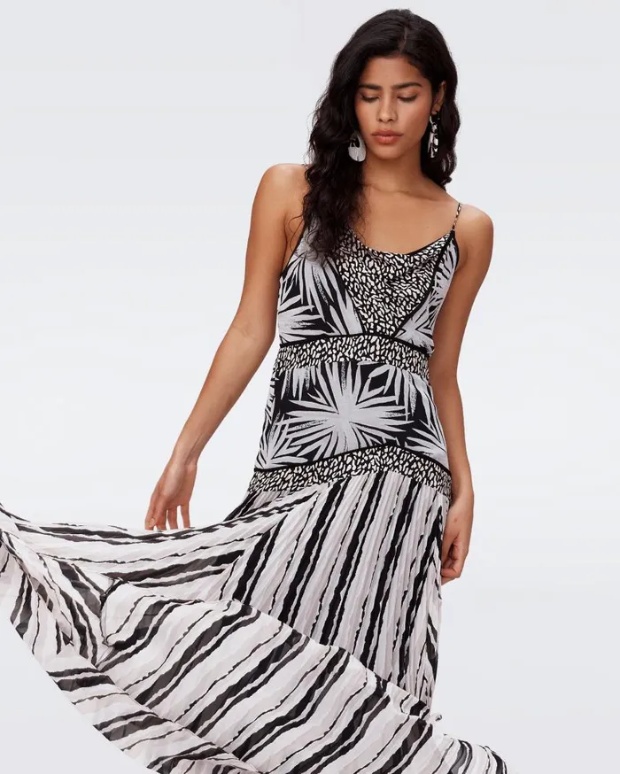 DVF Dresses Women Lissie Dress Huge Sea Holly Black And Torn Flag Black