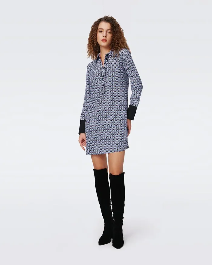 DVF Dresses Women Tamina Dress Tiny Stadium Geo Purple Blush