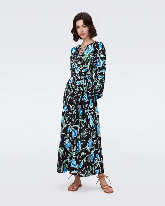 DVF Dresses Women Vandy Dress Huge Tulip Fields Blue