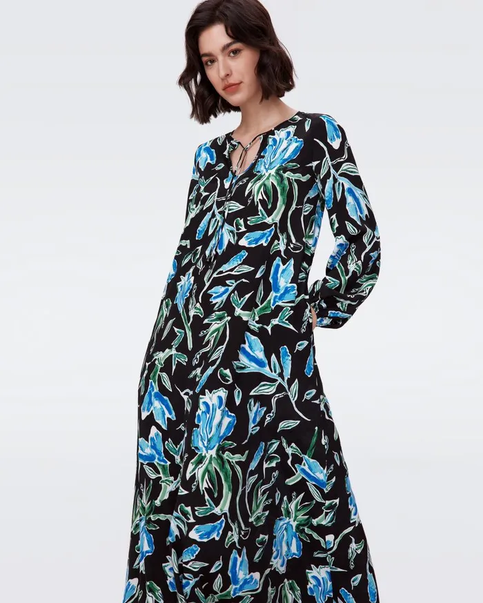 DVF Dresses Women Vandy Dress Huge Tulip Fields Blue