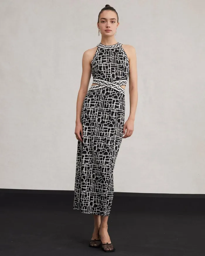 DVF Dresses Women Zeus Dress Logo Love Black And Chain