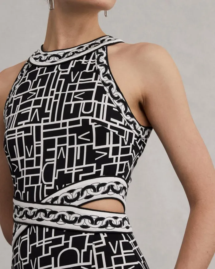 DVF Dresses Women Zeus Dress Logo Love Black And Chain