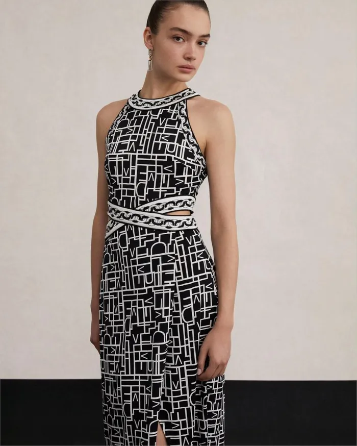 DVF Dresses Women Zeus Dress Logo Love Black And Chain