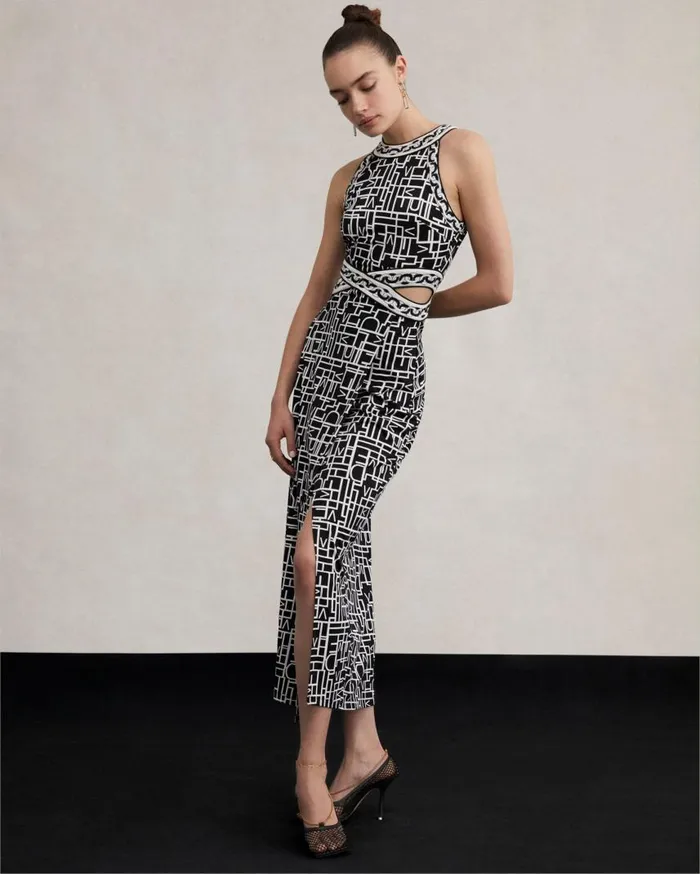 DVF Dresses Women Zeus Dress Logo Love Black And Chain