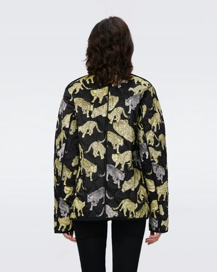 DVF Jackets and Coats Women Domino Reversible Quilted Coat Cool Cat Yellow And Black